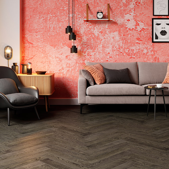 Паркетна дошка ESTA PARKET Дуб BC Lava Grey ялинка екстра матовий лак 14005