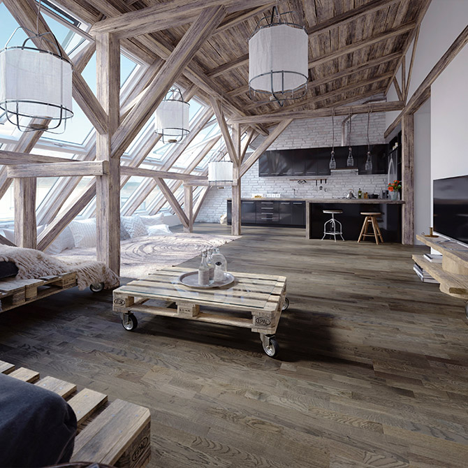 Паркетна дошка ESTA PARKET Дуб Promo Grey 3-пол. екстра матовий лак 13100