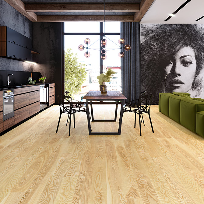 Паркетна дошка ESTA PARKET Ясен Elegant Pure Line 1-пол. екстра матовий лак 21073