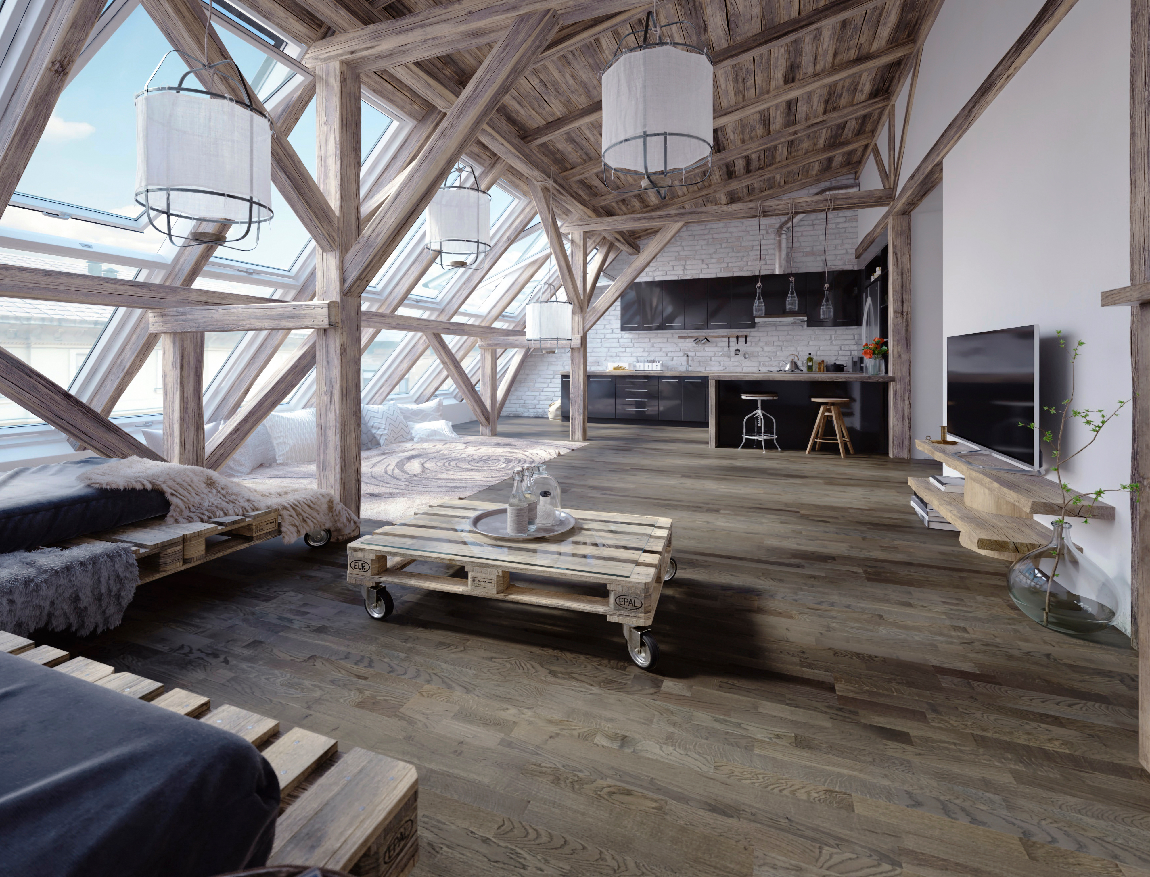 Паркетна дошка ESTA PARKET Дуб Promo Grey 3-пол. екстра матовий лак 13100