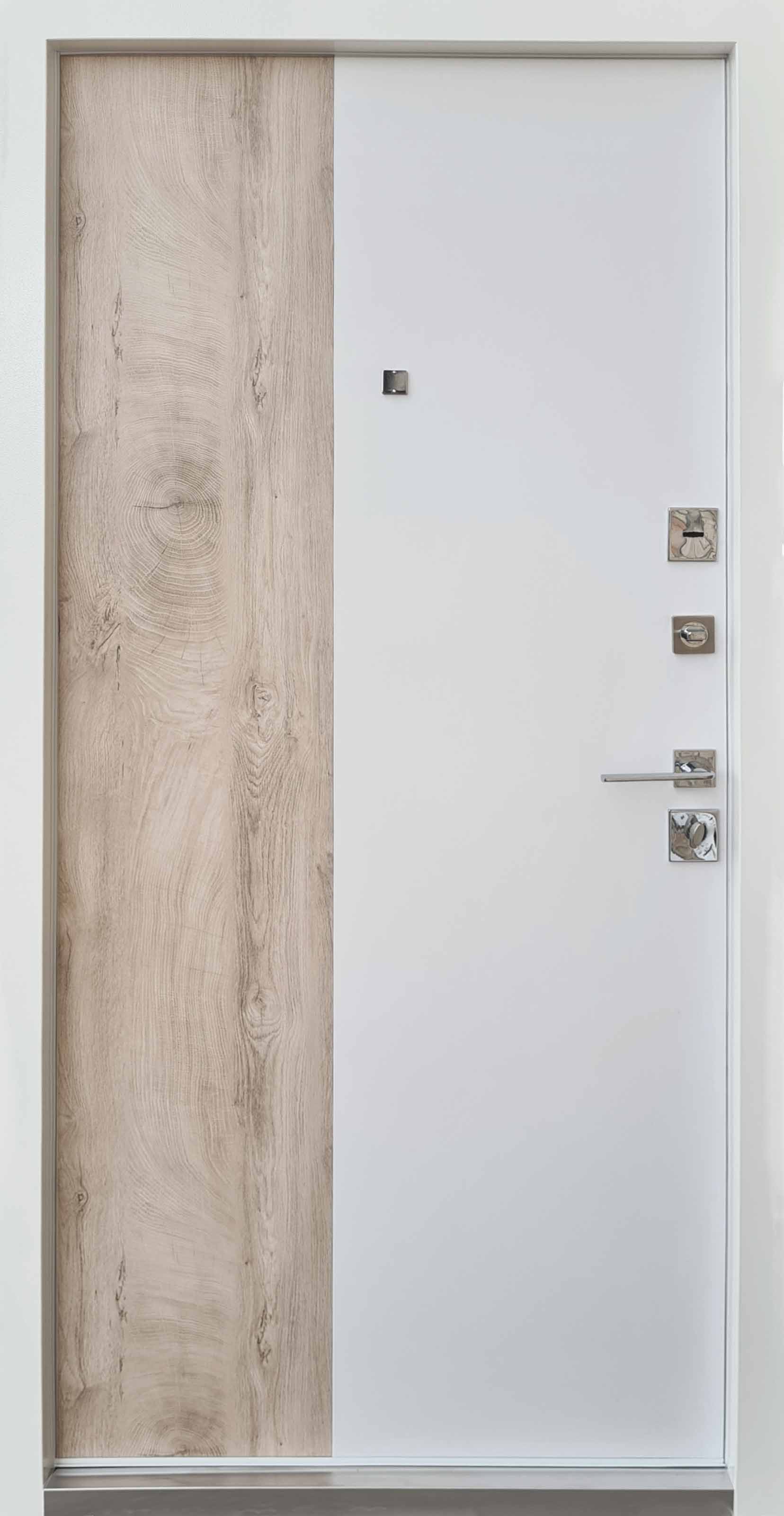 Вхідні двері Qdoors Ультра Корса-М Карамельне дерево Софт Біла емаль alt 1