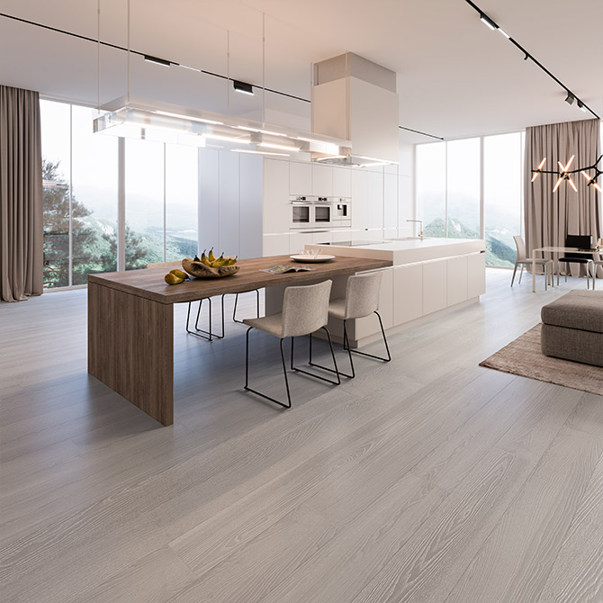 Паркетна дошка ESTA PARKET Ясен Elegant Dusky Grey White Pores 1-пол. екстра матовий лак 21075