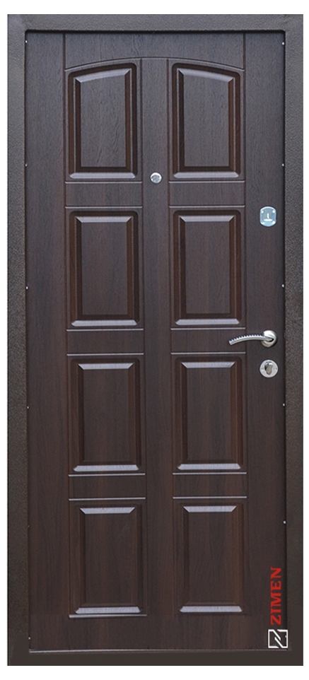 Вхідні двері Zimen Модель 112 Порошкова фарба/Темний горіх alt 1