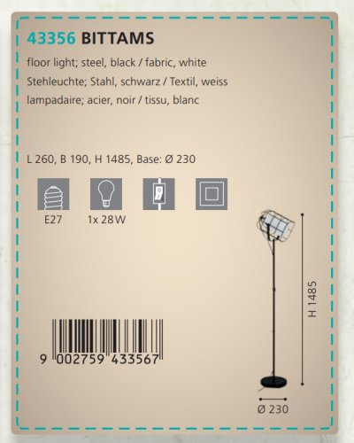 Торшер Eglo BITTAMS 43356 alt 1
