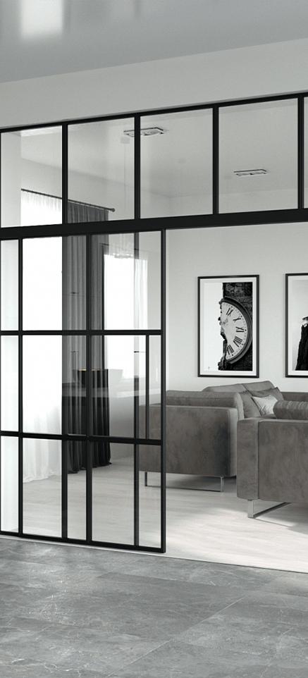 Міжкімнатна перегородка ZEIST Розсувні зі скла і сталі alt 6