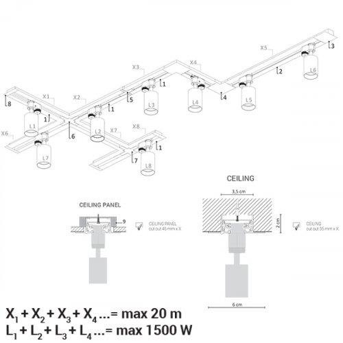 8834 З'єднувач Nowodvorski PROFILE RECESSED T-CONNECTOR WHITE CN alt 2